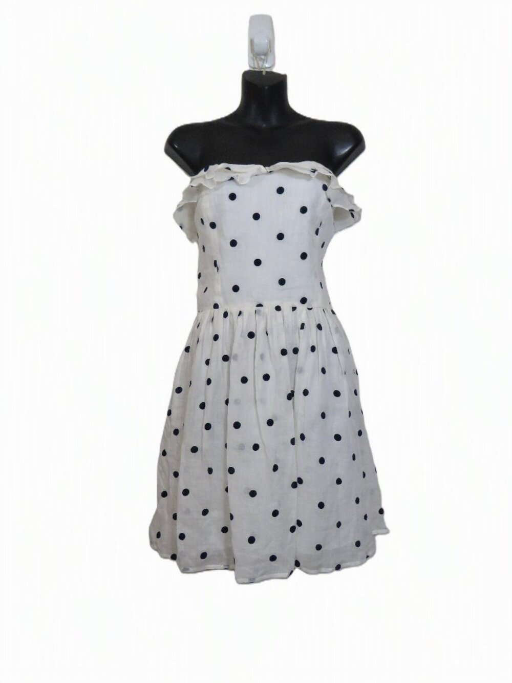 J Crew x Eveliina Vintage Size 12 Polka Dot Strapless Mini Dress White NEW